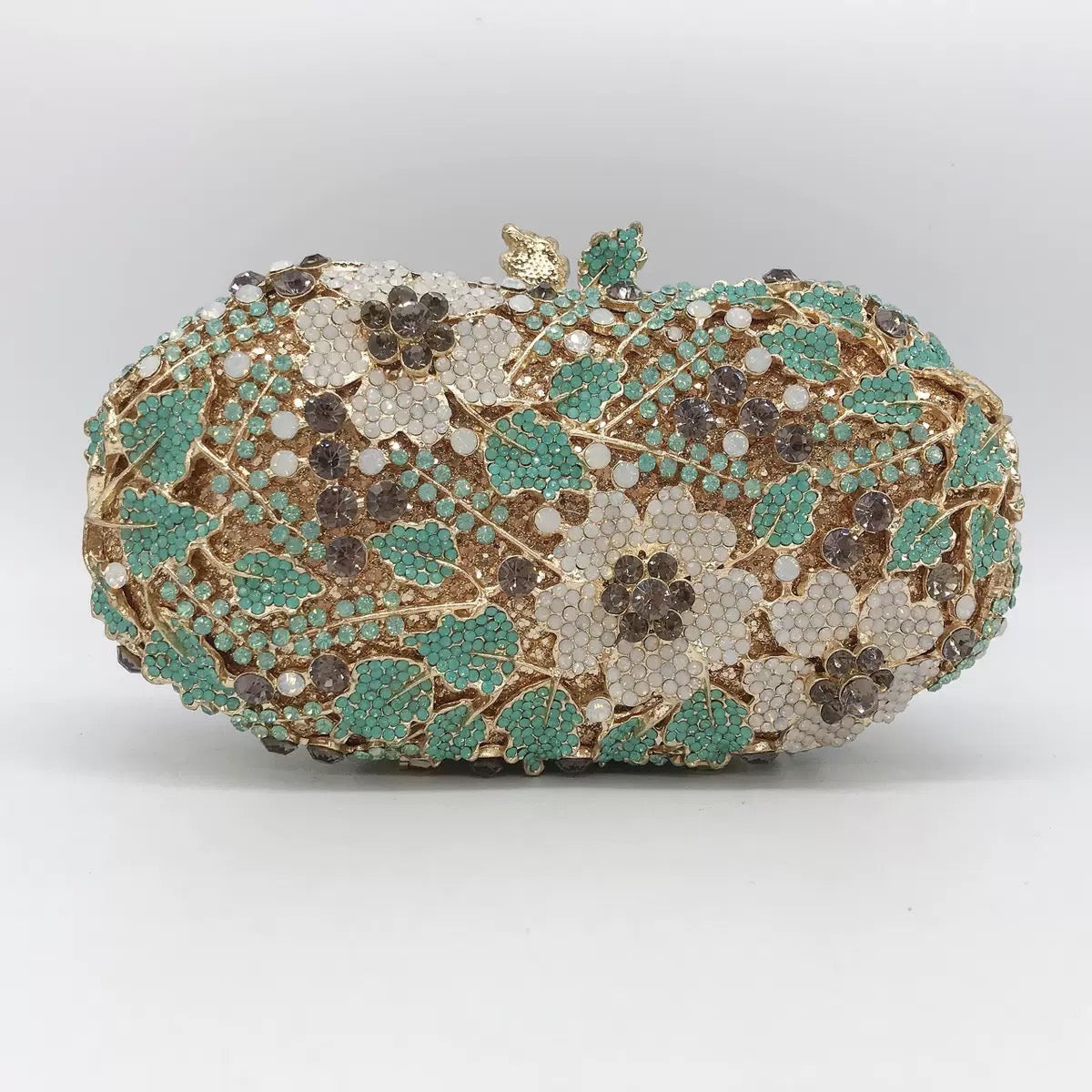 Ivory Blossom Crystal Clutch